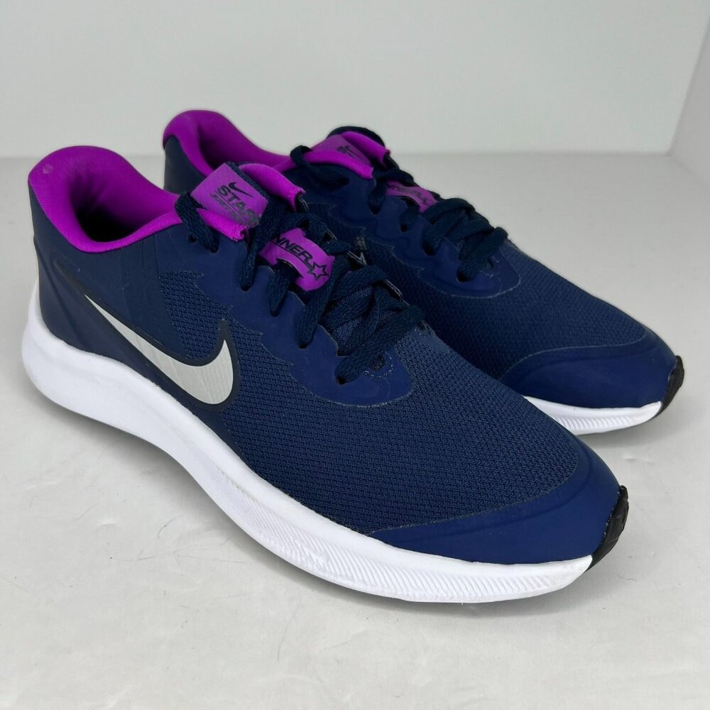 Nike Star Runner Kids DA2776-404 Navy Blue Purple Lace Up Size 4Y Athletic Shoes - Picture 2 of 9
